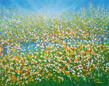 Pintura intitulada "Spring grass flower…" por Chi Nguyen, Obras de arte originais, Acrílico