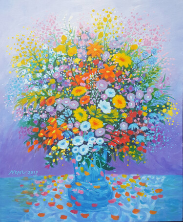 Ζωγραφική με τίτλο "Still life Flower" από Chi Nguyen, Αυθεντικά έργα τέχνης, Ακρυλικό