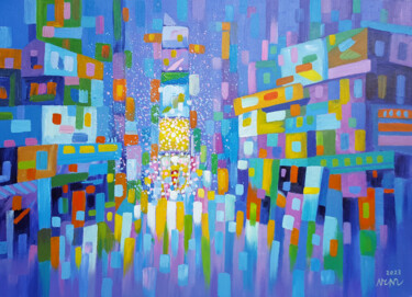 Painting titled "Festival Square Pai…" by Chi Nguyen, Original Artwork, Acrylic