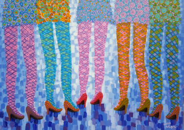 Pintura intitulada "Beautiful legs Pain…" por Chi Nguyen, Obras de arte originais, Acrílico