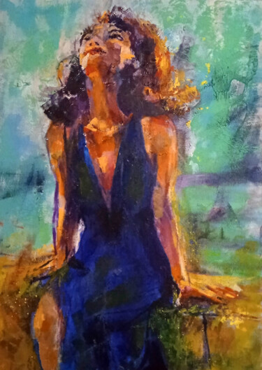 Painting titled "Pensiero Stupendo" by Chiara Abbaticchio, Original Artwork, Oil Mounted on Wood Stretcher frame