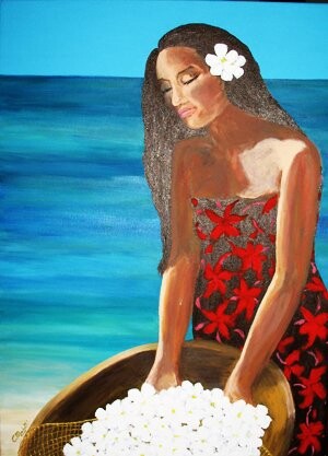Pittura intitolato "Ricordando le Hawaii" da Chiara Machetti, Opera d'arte originale