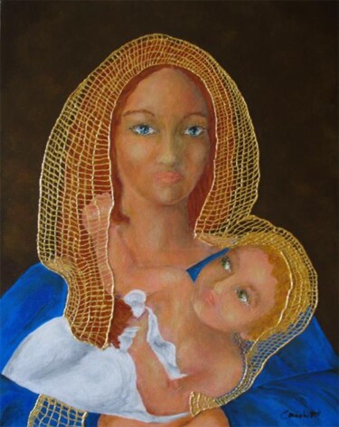 Pittura intitolato "Madonna con rete" da Chiara Machetti, Opera d'arte originale