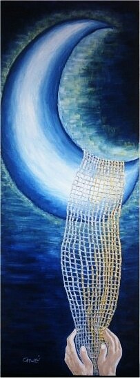Pittura intitolato "La Luna Rubata" da Chiara Machetti, Opera d'arte originale