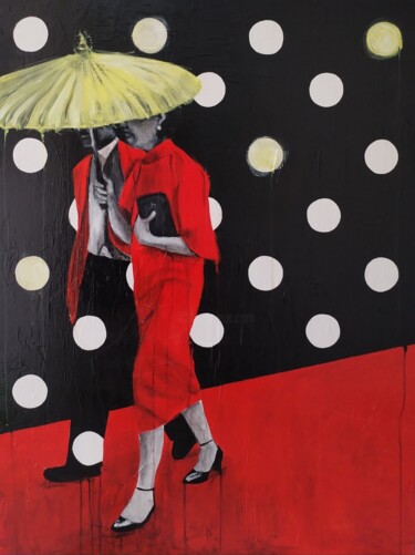 Malerei mit dem Titel "THE YELLOW UMBRELLA" von Chiara Napolitano, Original-Kunstwerk, Acryl