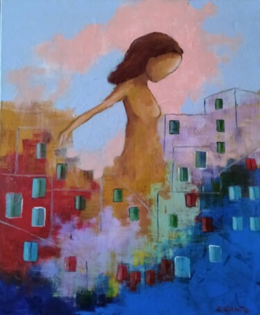 Vivere la città Peinture intitulée "Vivere la città" par Ziganto, Œuvre d'art originale, Acrylique Monté sur Panneau de bois