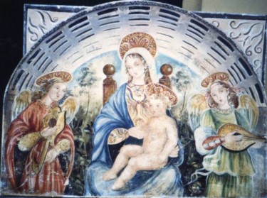 Pittura intitolato "Madonna con angeli" da Chiara Casari, Opera d'arte originale