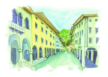 Painting titled "The historical cent…" by Chiara Gomiselli (Chiara Go Arts), Original Artwork, Watercolor