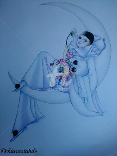 Disegno intitolato "Pierrot" da Chiara Stabile, Opera d'arte originale