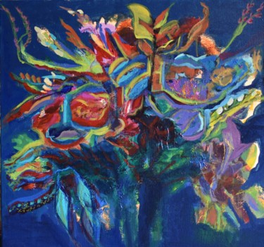 Peinture intitulée "Flowers in the sky" par Chiara M., Œuvre d'art originale, Acrylique