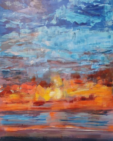 Malerei mit dem Titel "FEU OCÉAN" von Chiara M., Original-Kunstwerk, Acryl