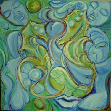 Painting titled "At Play with Waterh…" by Doris Carstens, Original Artwork