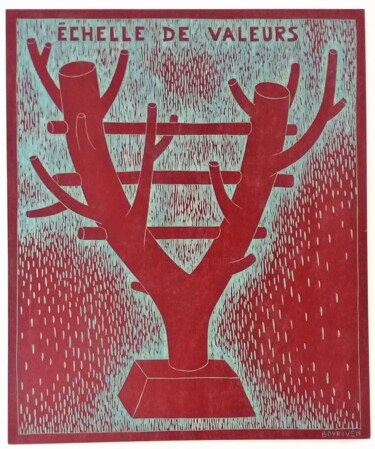 Printmaking titled "Echelle de Valeurs" by Chica Boyriven, Original Artwork, Xylography Mounted on Wood Stretcher frame