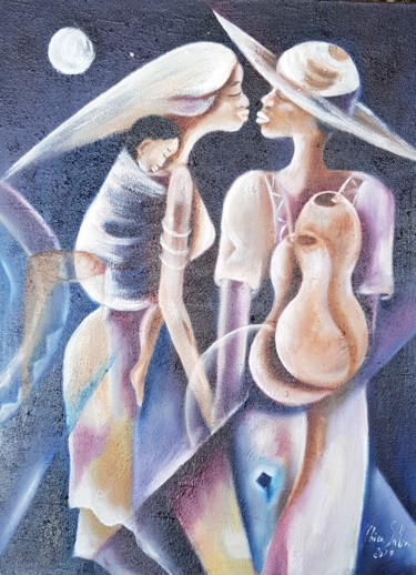 Pittura intitolato "My family" da Francisca Sales Machado Chica Sales, Opera d'arte originale, Olio