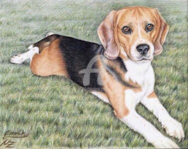 Ζωγραφική με τίτλο "Beagle Emrik" από Arts & Dogs, Αυθεντικά έργα τέχνης, Λάδι