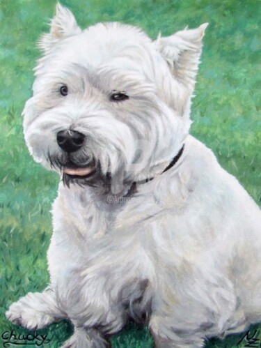 Painting titled "West Highland Terri…" by Arts & Dogs, Original Artwork, Oil