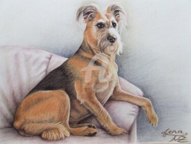 Painting titled "Lena" by Arts & Dogs, Original Artwork, Oil