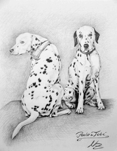 Peinture intitulée "Dalmations" par Arts & Dogs, Œuvre d'art originale, Huile