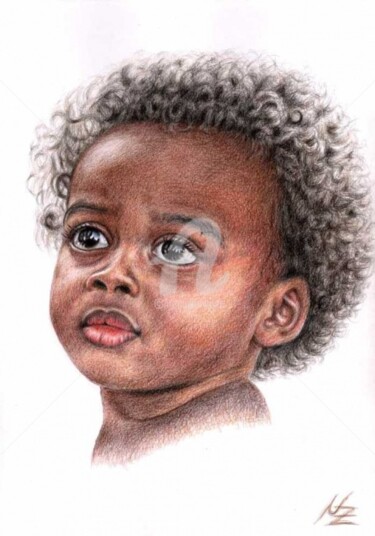 Painting titled "African Child" by Arts & Dogs, Original Artwork, Oil