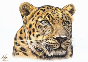 Malerei mit dem Titel "Leopard" von Arts & Dogs, Original-Kunstwerk, Öl