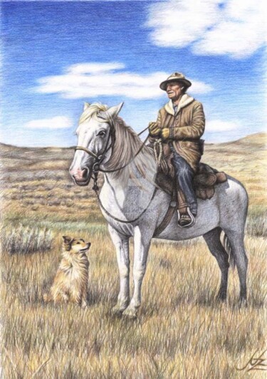 Painting titled "Montana Shepherd" by Arts & Dogs, Original Artwork, Oil