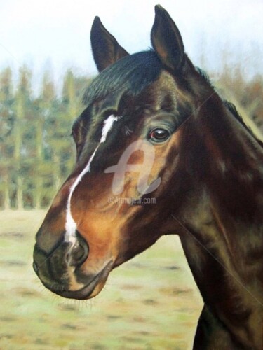 Painting titled "Russian Horse" by Arts & Dogs, Original Artwork, Oil