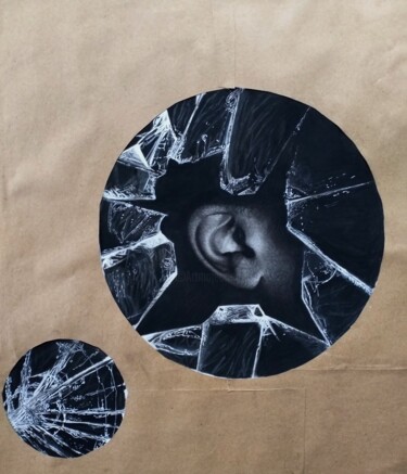 Tekening getiteld "Sound of silence" door Chidi Chibueze, Origineel Kunstwerk, Houtskool