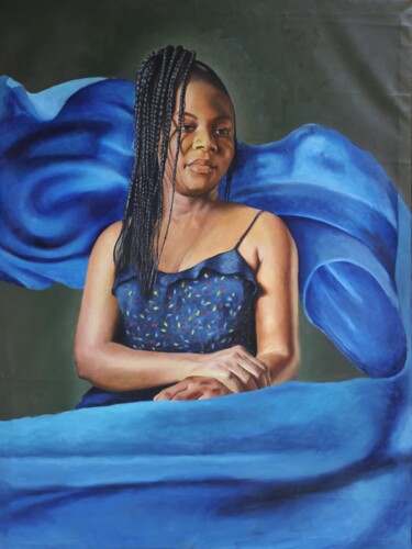 Malerei mit dem Titel "VELVET SERENITY" von Chidiebere Umeasiegbu, Original-Kunstwerk, Öl