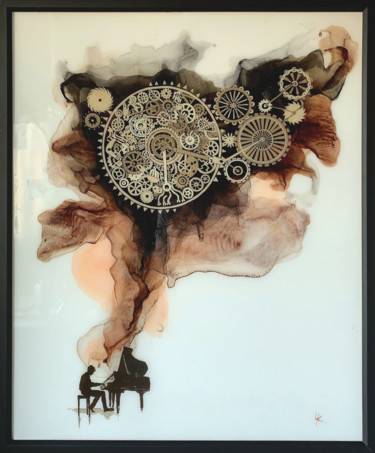 Картина под названием "Механизмы" - Екатерина Чигодаева, Подлинное произведение искусства, Чернила