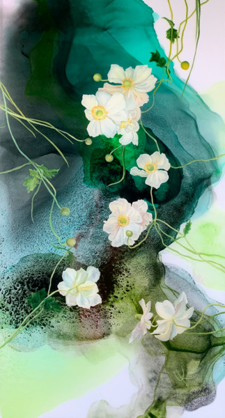 Картина под названием "Анемоны" - Екатерина Чигодаева, Подлинное произведение искусства, Масло
