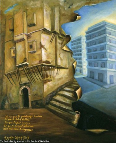 Malarstwo zatytułowany „Fenêtre du Passé au…” autorstwa Redha Chikh Bled, Oryginalna praca
