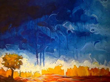 Painting titled "Stormy Sunshine" by Collins Chima, Original Artwork, Acrylic