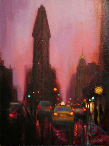 Painting titled "flatiron-building-t…" by Chin H Shin, Original Artwork, Oil