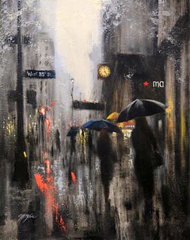 Peinture intitulée "Macy's Rainy Day Wa…" par Chin H Shin, Œuvre d'art originale, Huile Monté sur Châssis en bois