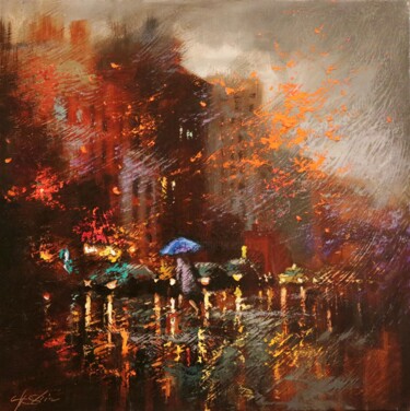 Pintura titulada "Rainy Day 7" por Chin H Shin, Obra de arte original, Oleo Montado en Bastidor de camilla de madera