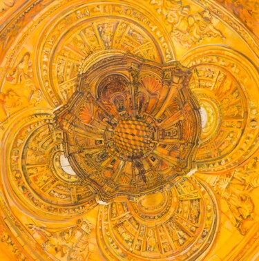 Pintura intitulada "orange-flower" por Chin Kong Yee, Obras de arte originais, Acrílico