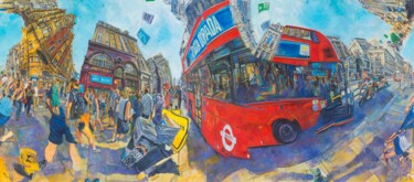 Painting titled "redbusesb.jpg" by Chin Kong Yee, Original Artwork, Oil