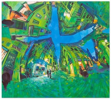 Painting titled "Barcelona at night" by Chin Kong Yee, Original Artwork