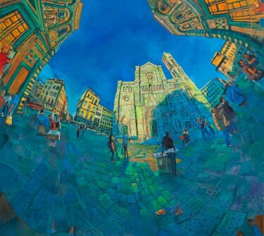 Painting titled "Duomo Florence" by Chin Kong Yee, Original Artwork, Oil