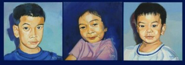 Pintura intitulada "kids" por Chin Kong Yee, Obras de arte originais, Óleo
