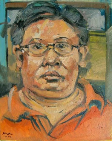 Painting titled "portrait of SAM" by Chin Kong Yee, Original Artwork, Oil