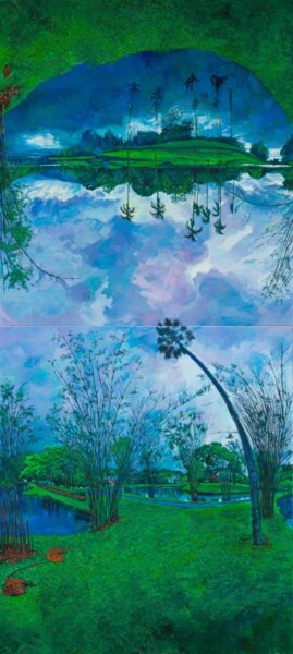 Картина под названием "Taiping Lake (verti…" - Chin Kong Yee, Подлинное произведение искусства