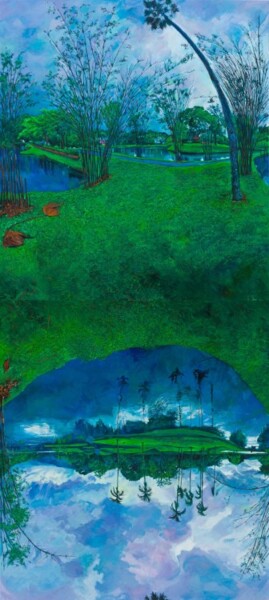 Картина под названием "Taiping Lake (verti…" - Chin Kong Yee, Подлинное произведение искусства