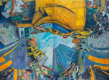 Painting titled "Jalan Tun H.S Lee-D…" by Chin Kong Yee, Original Artwork