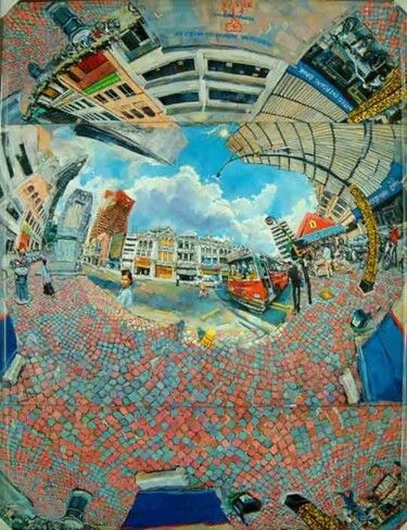 Painting titled "circular2001" by Chin Kong Yee, Original Artwork, Oil
