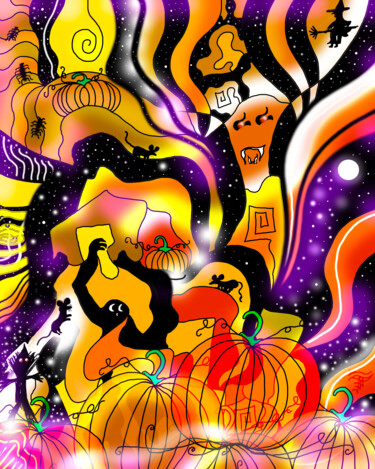 Arte digital titulada "Pumpkin Smasher" por China Alicia Rivera, Obra de arte original, Trabajo Digital 2D
