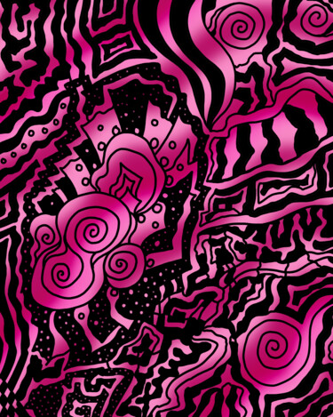 Digitale Kunst mit dem Titel "Pink Abstract Drawi…" von China Alicia Rivera, Original-Kunstwerk, 2D digitale Arbeit
