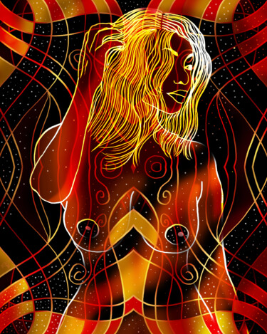 Digitale Kunst getiteld "Melanin Glow" door China Alicia Rivera, Origineel Kunstwerk, 2D Digital Work