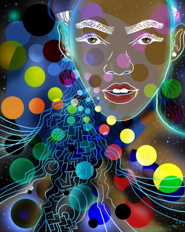 Artes digitais intitulada "Sahara Moon Goddess" por China Alicia Rivera, Obras de arte originais, Trabalho Digital 2D