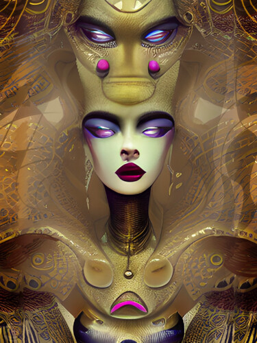 Digital Arts titled "Queen Nefertiti, Tr…" by China Alicia Rivera, Original Artwork, 2D Digital Work